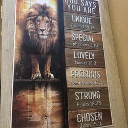 🦁 Christian Lion Wall Art – “God Says You Are” – $10