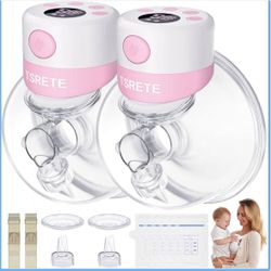 TSRETE Double Wearable Breast Pump, Electric Hands-Free Breast Pumps with 2 Modes, 9 Levels, LCD Display, Memory Function Rechargeable Milk Extractor-