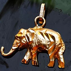 GOLD -14K Yellow Animal Love Lucky Charm Elephant Pendant for Necklace or Chain