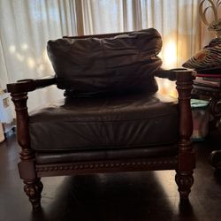 Dark Brown Leather Couch Set