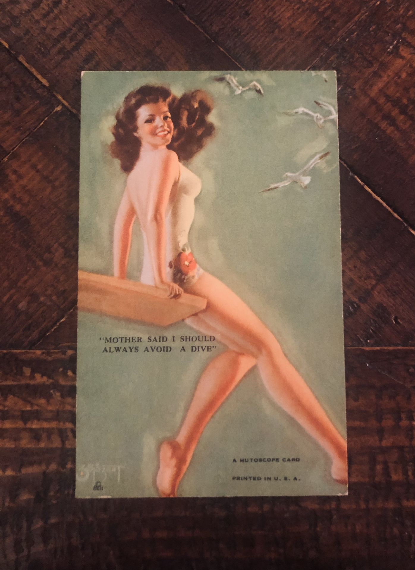 Rare Vintage/Antique Risqué Pin Up Girl 1940s Card/Postcard GC 3.5 x 5.5