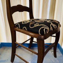 Reupholstered Victorian Rose Carved Wood Chair
