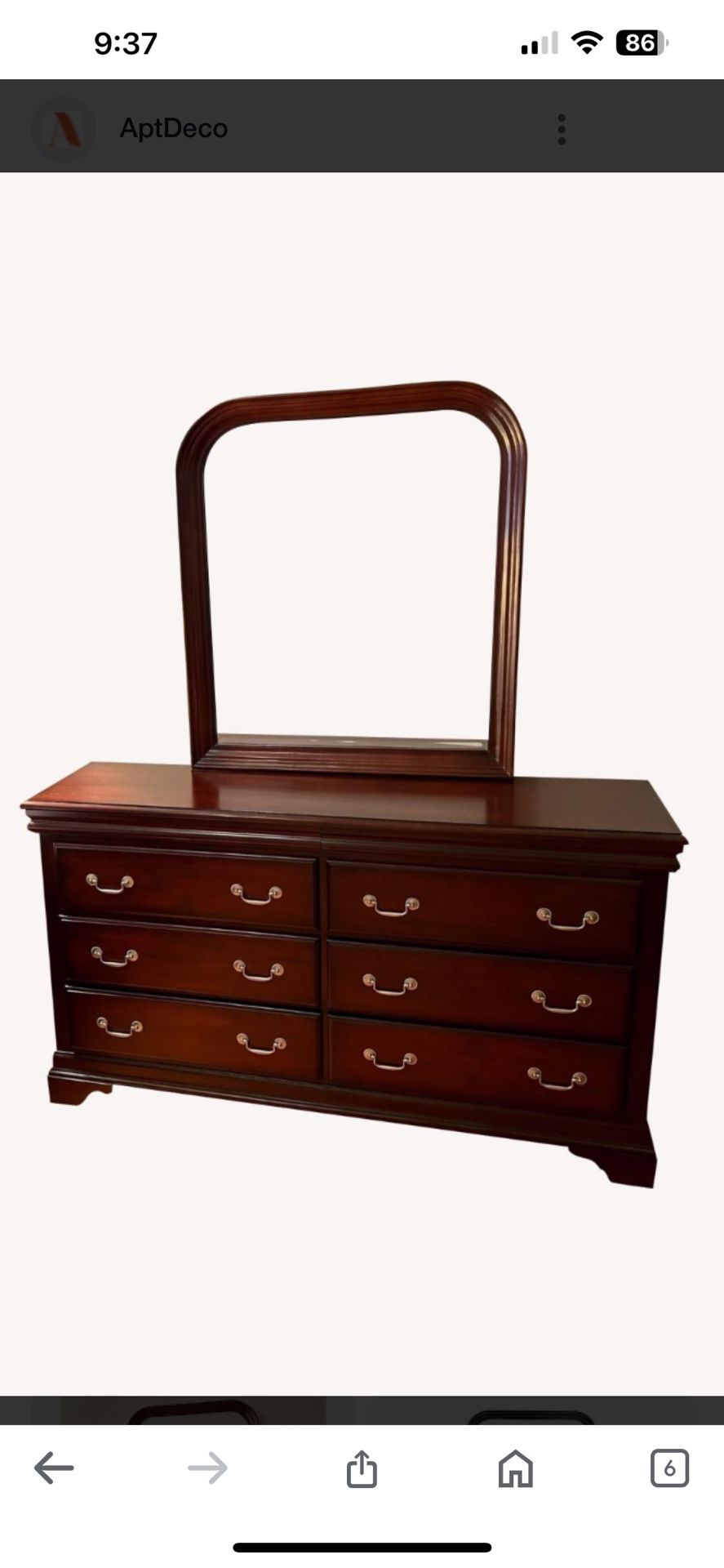 Louie Louie Cherry Dresser With Mirror For Sale