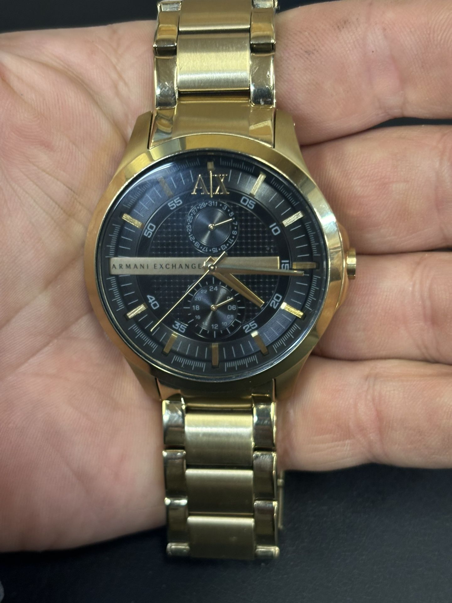 Armani Exchange AX2121 Gold Tone Men’s Watch! New Battery! 