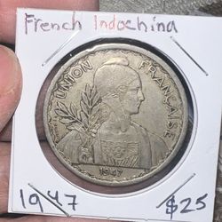 French Indochina coin (1piastre) 1947