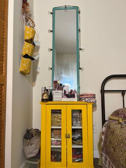 Vanity Organizer with Teal Mirror