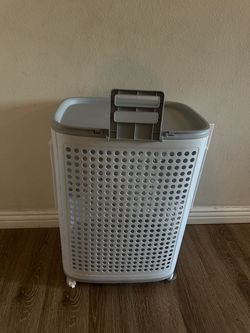 Rolling Plastic Laundry Hamper with Lid