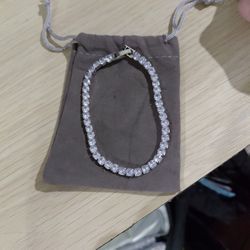 Sterling Silver Tennis Bracelet With Cubic Zirconia Diamonds