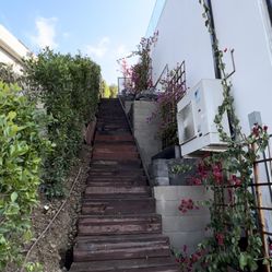 Hillside Pressure Treated Lumber Staircase 