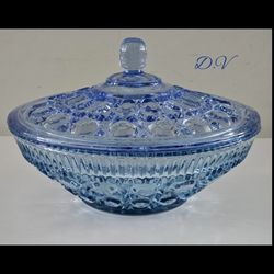 Vintage Indiana Glass Windsor Button & Cane Covered Dish