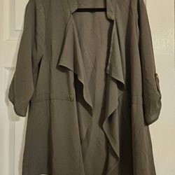 Corvia women's olive green waterfall cardigan jacket 