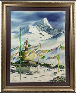 R.P. Yakami Mt. Ama Dablam Watercolor Painting Nepal Himalayas