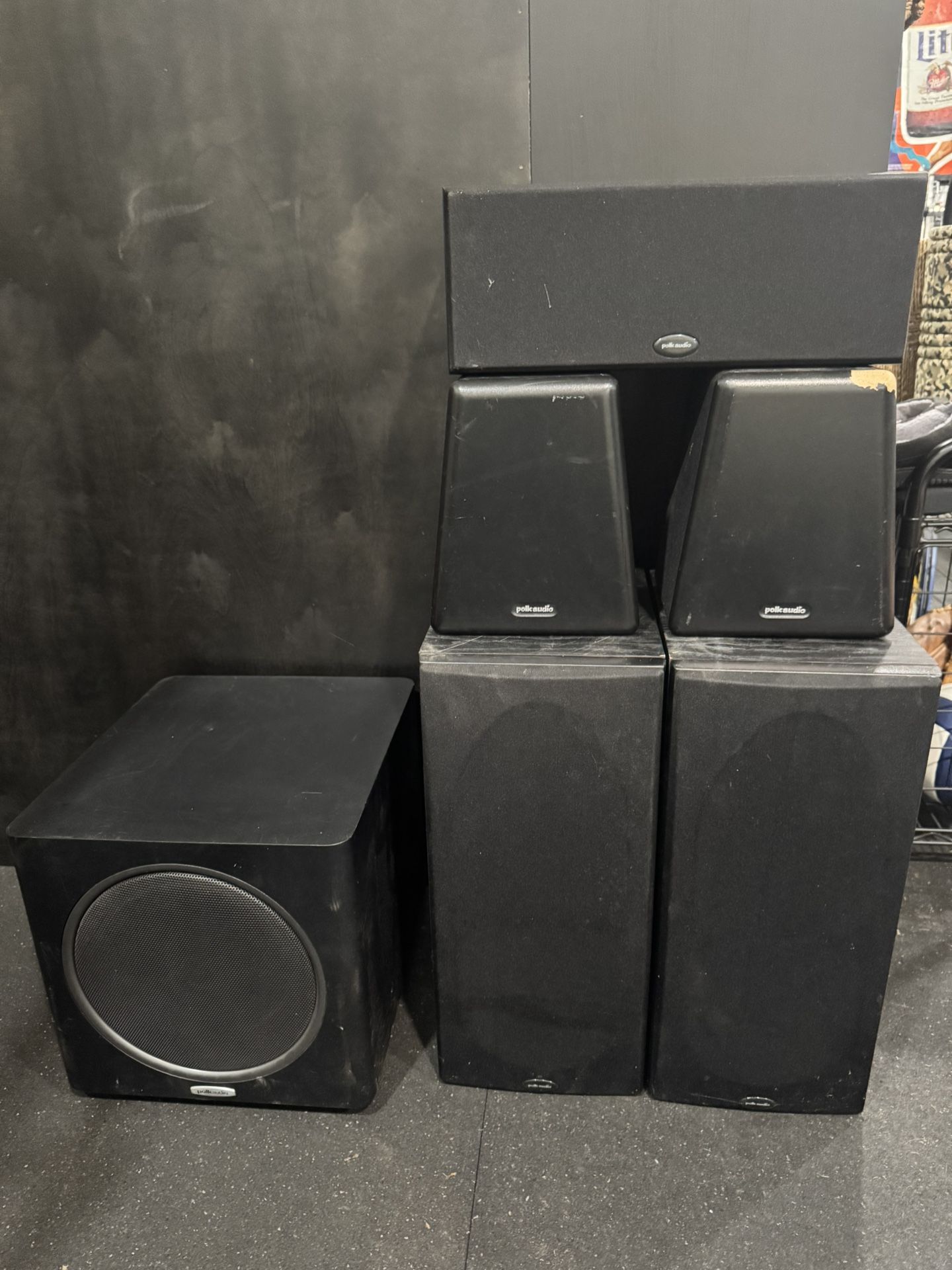 Polk 5.1 Speaker Set – RT55, RTFX Surround, Center, Subwoofer – Great Condition