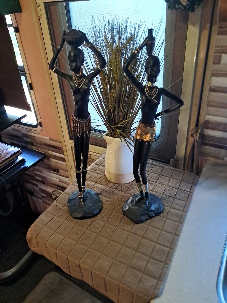 Pair Of African Women Statues