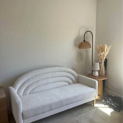 Cream Polyster Loveseat Couch