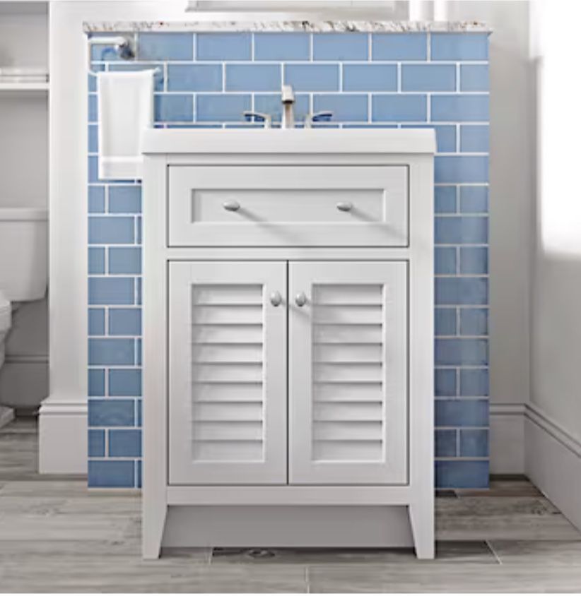 Style Selections Westlake 24-in White Single Sink Bathroom Vanity with White Cultured Marble Top