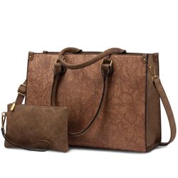 LOVEVOOK Laptop Bag For Women, Vintage Work Tote Bags For Women Computer Bag Office Briefcase Handbag