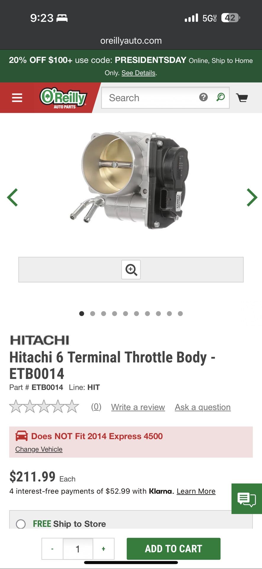 Electronic Throttlebody, Hitachi, Part Number Etb0014 Fits Infiniti, Nissan Altima, Nissan Marano, Pathfinder, Quest