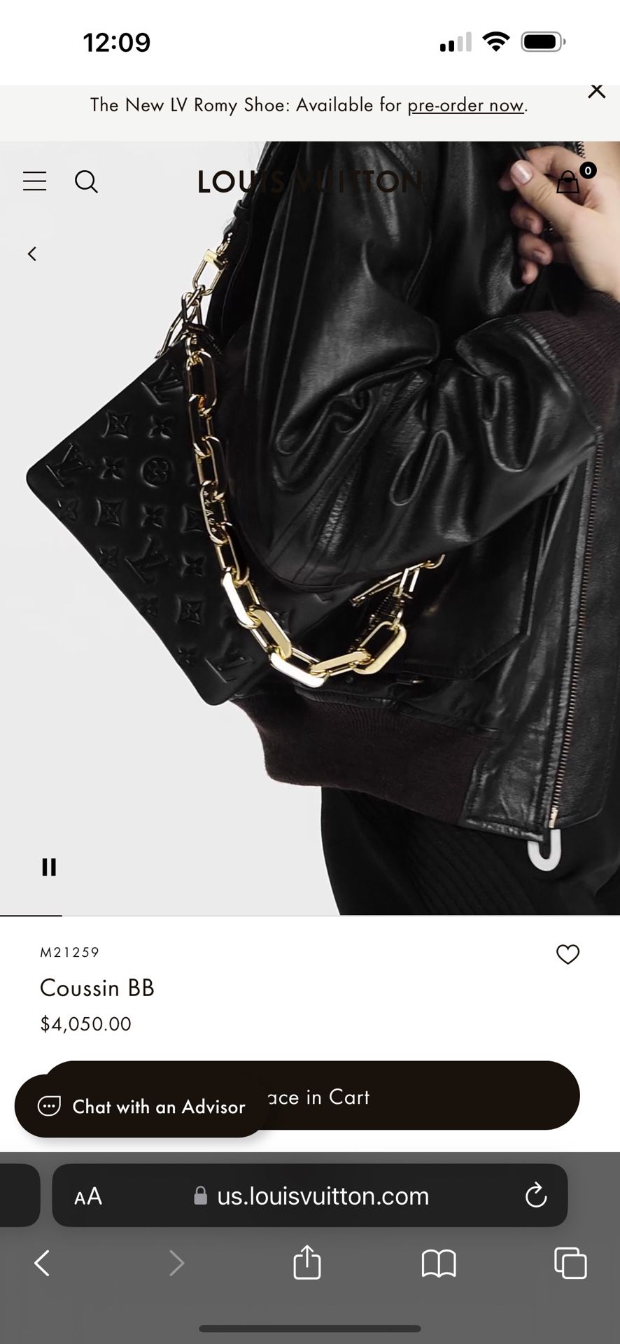 Louis Vuitton Coussin Bag Monogram Embossed Lambskin BB