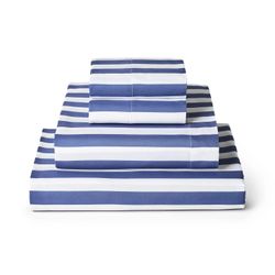 147]Madison Park Essentials Striped Comforter Set Queen Size, Yarn-Dyed Reversible Comforter with Minimalist Stripes, Crinkled Texture Bedding Set for