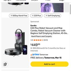 Eureka E20 Plus Robot Vacuum & Mop – With Extra Parts