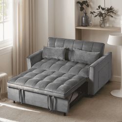 BRAND NEW SOFA PULL OUT BED GRAY VELVET 