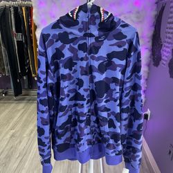 Bape Full Zip Shark Hoodie Lavender Camo