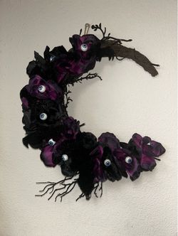 Crescent moon Halloween wreath
