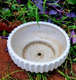 Large white planter pot, 12 inches wide approximately.