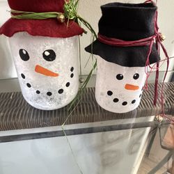 Brand New Snowman Candle Holders 