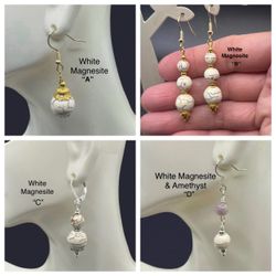 White Magnesite Genuine Stone Handmade Earrings