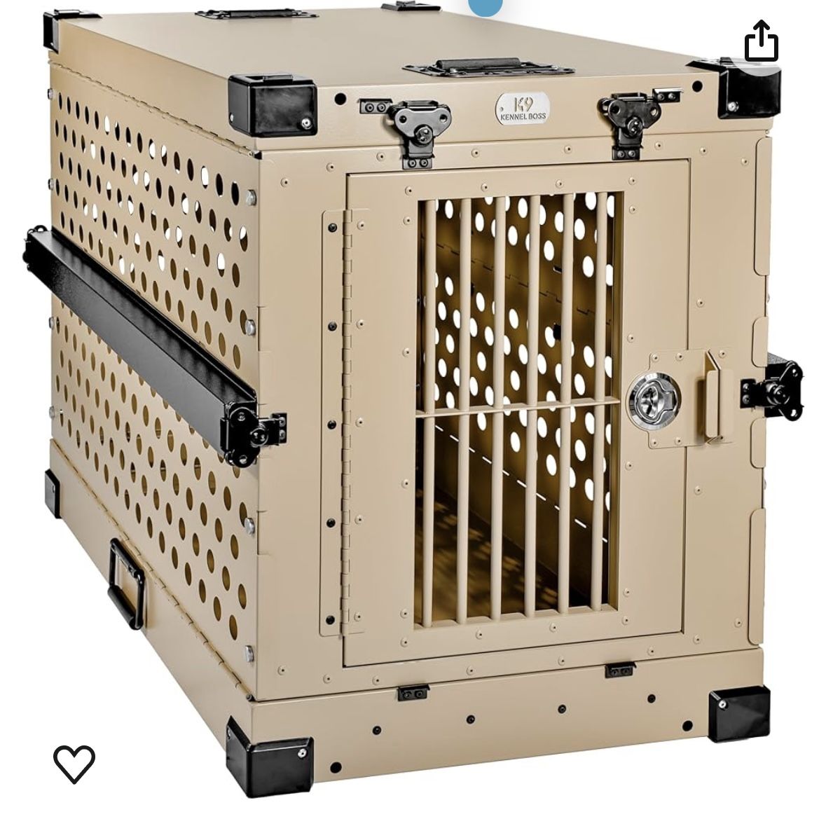 K9 Kennel Boss - Heavy Duty Fully Collapsible Powder-Coated Aluminum Dog Crate - Medium (Tan)