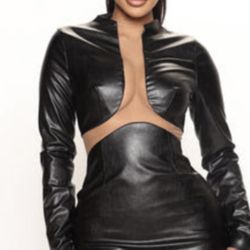Black Faux Leather Dress 