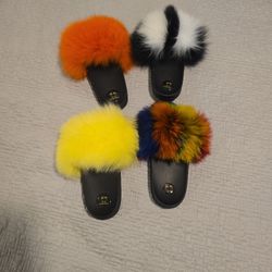REAL FOX FUR SLIPPERS  4 PAIRS
