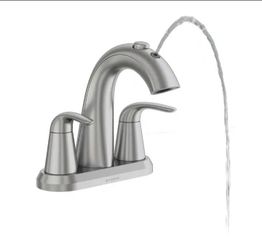 Brushed Nickel Bathroom Faucet With Fountain Mode 4 inch Center Set, Double Handle, Ceramic Disc