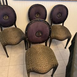 Purple Suede And Leopard Chairs 4 Count