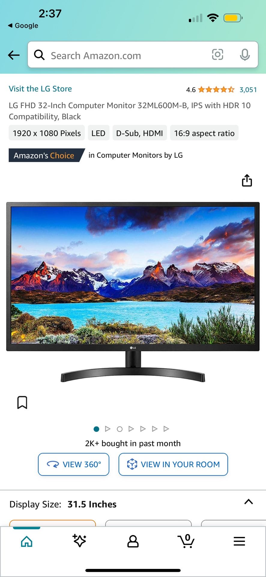 LG Monitor 32ml600m