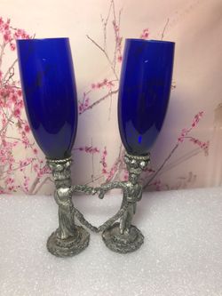 Ballena Bay Vintage Pewter Champagne Goblets