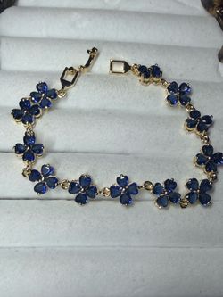 Gold-Filled Blue Stone Flower Cluster Bracelet
