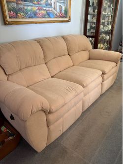 90 inch sofa with two matching rocker/recliners