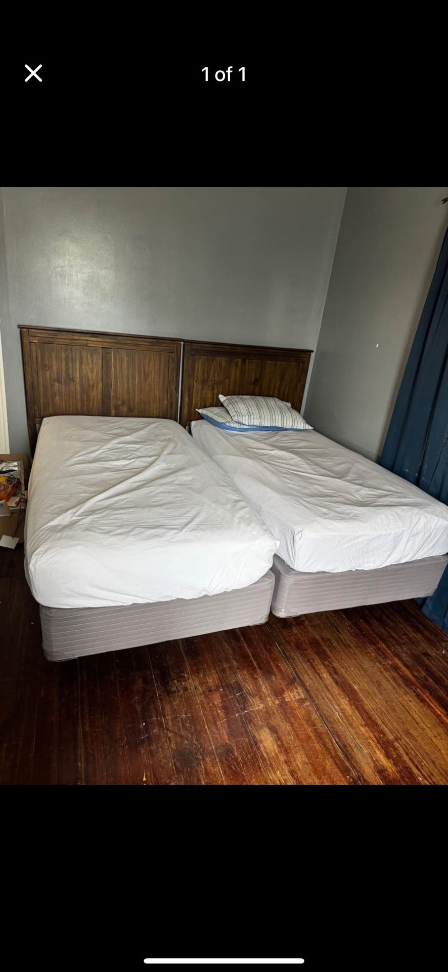 2 Twin Size Bed With Back Board And Frame