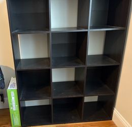 Modern Black 12-Cube Storage Organizer / Cubby Bookshelf