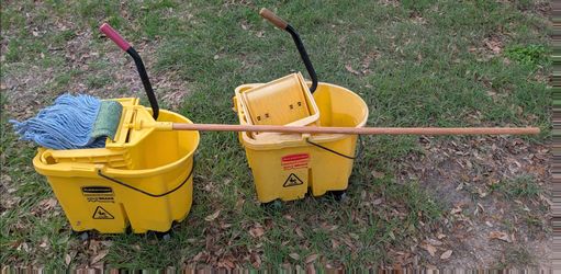 (2) mop buckets with ringer and mop