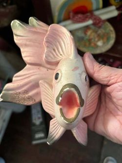 Vintage Chalkware Fish Wall Plaque