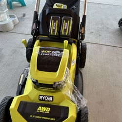 New  RYOBI 40V HP Brushless Whisper Series 21" Walk Behind Self-Propelled All Wheel Drive Lawn Mower-(2) 6.0 Ah Batteries & Charger