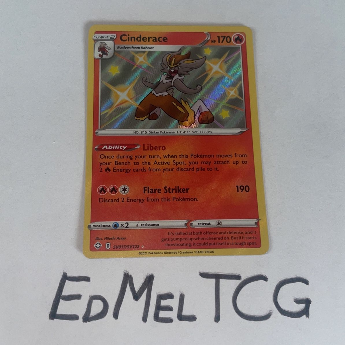 shiny cinderace pokemon card 157/142 Cinderace Ex