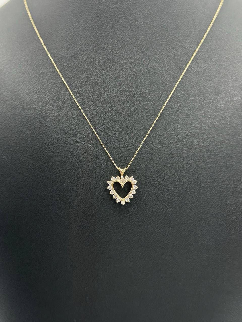 14k solid yellow gold 0.5 CTW Diamond heart pendant / charm & 18” chain Necklace