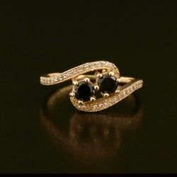 14k cubic zirconia Toi et moi by pass Ring 