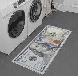 Two 100 Dollar Bill Novelty Floor Runner Rug