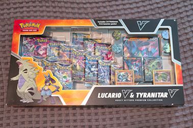 Pokemon TCG Lucario V & Tyranitar V Heavy Hitters Premium Collection Box Sealed trading cards